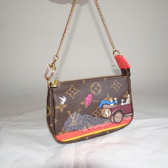 Louis Vuitton M41655 Brown Multi Color Print Coated Canvas Wristlet - Picture 2 of 12